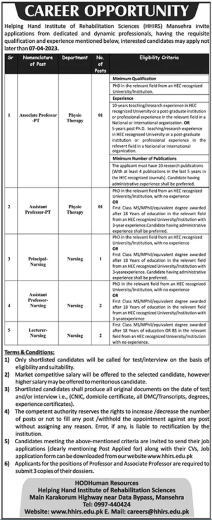 Jobs at HHIRS Mansehra 2023