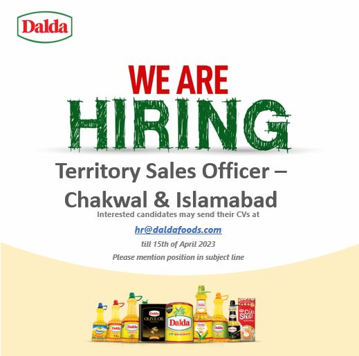 Dalda Foods Jobs in Islamabad for Sales Officer Apply Now