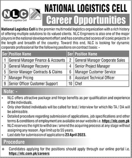 National Logistic Cell NLC Jobs April 2023 Apply Now