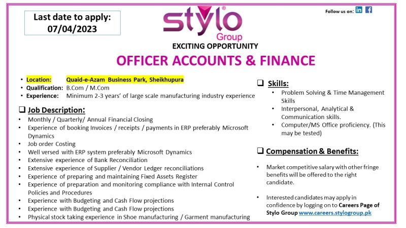 Stylo Shoe Lahore Latest Jobs Advertisement