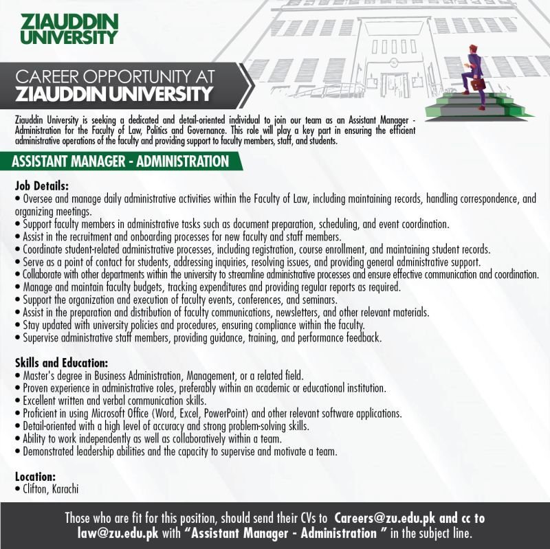 Admin Job at Ziauddin University In Karachi