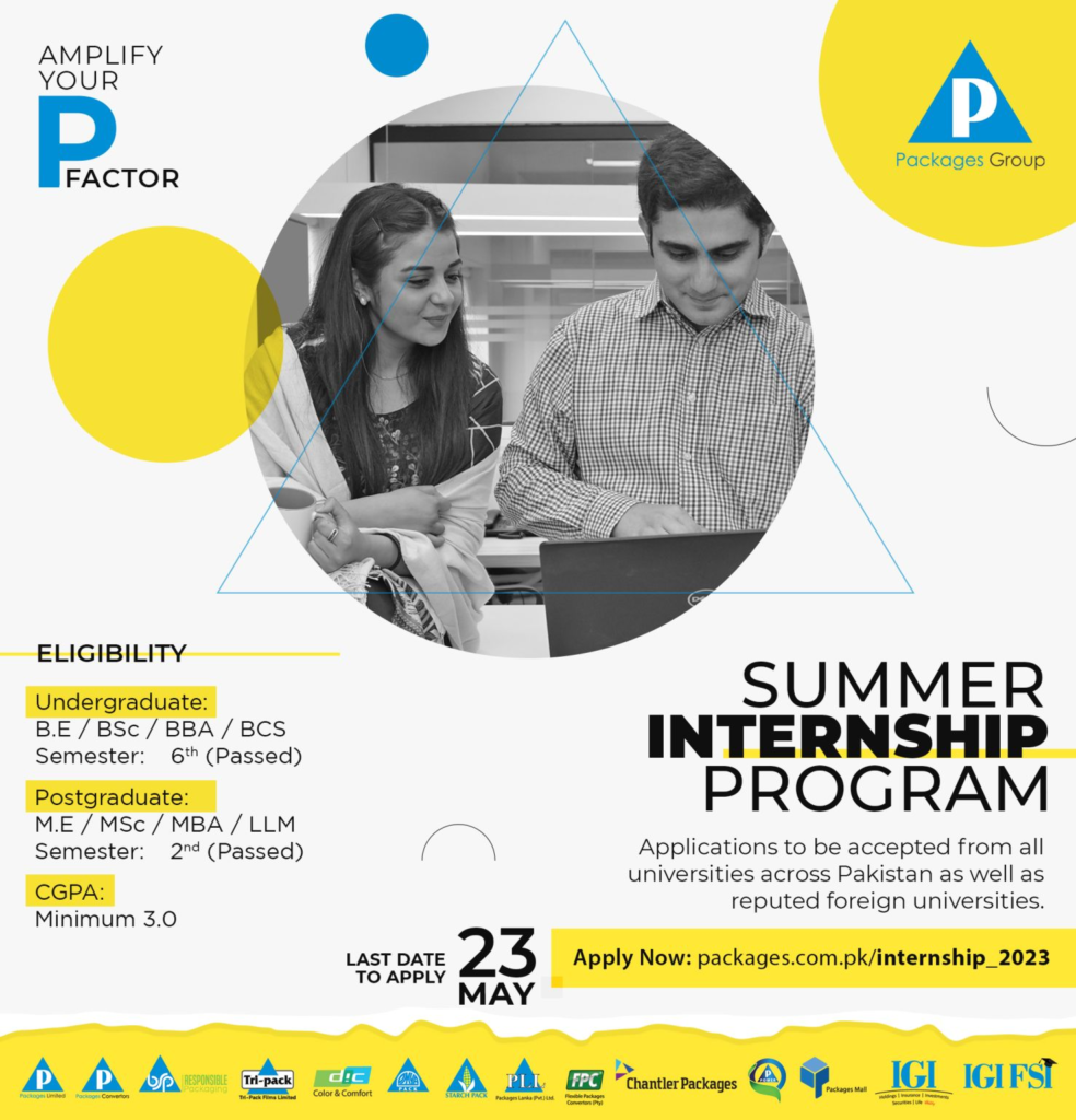 Packages Group's Summer Internship Program for fresh Bachelors and Masters Apply Now