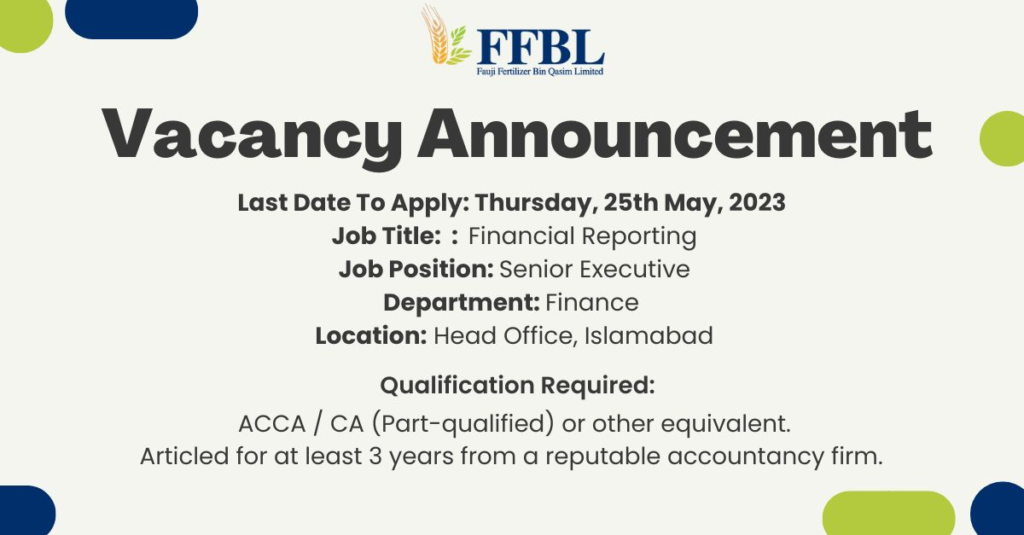 Fauji Fertilizer Bin Qasim Limited FFBL Islamabad Finance Jobs Apply Online Now