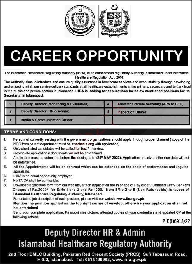 Islamabad Healthcare Regulatory Authority Jobs 2023