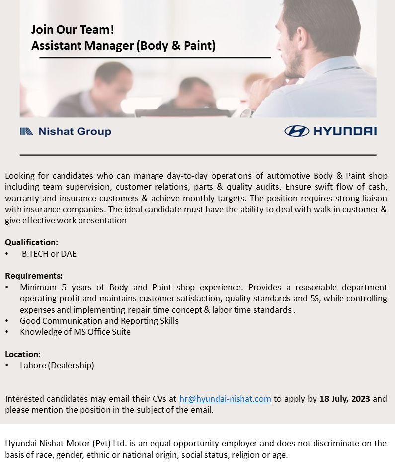 Hyundai-Nishat Group Jobs July 2023 for B Tech/DAE Apply Online Now