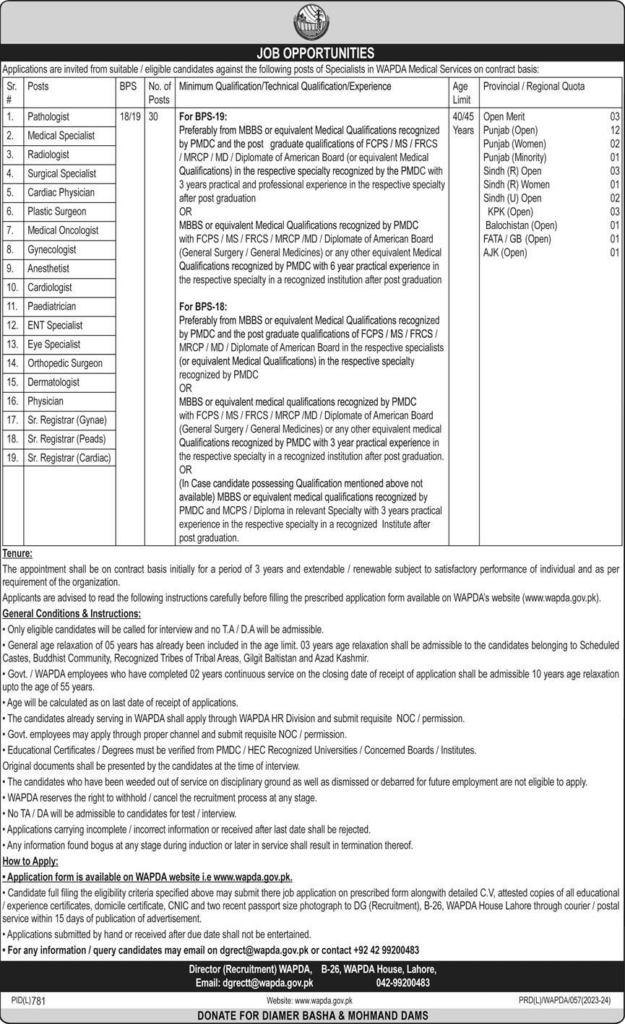 30+ Jobs Opportunities in WAPDA September 2023 both Male & Female are Eligible: Apply Now