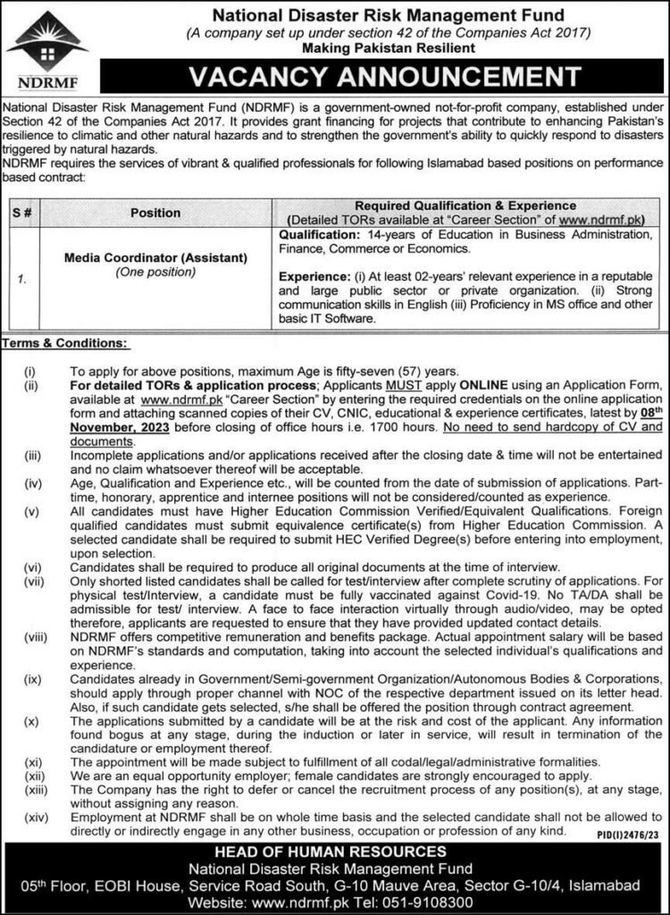 National Disaster Risk Management Fund (NDRMF) Jobs Oct-2023 Apply Now