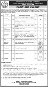 Government of GB Social Welfare/Child Right Department Jobs Oct-2023 Apply Now