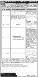 Jobs In University Of Kotli Azad Jammu And Kashmir October 2023 Apply Now