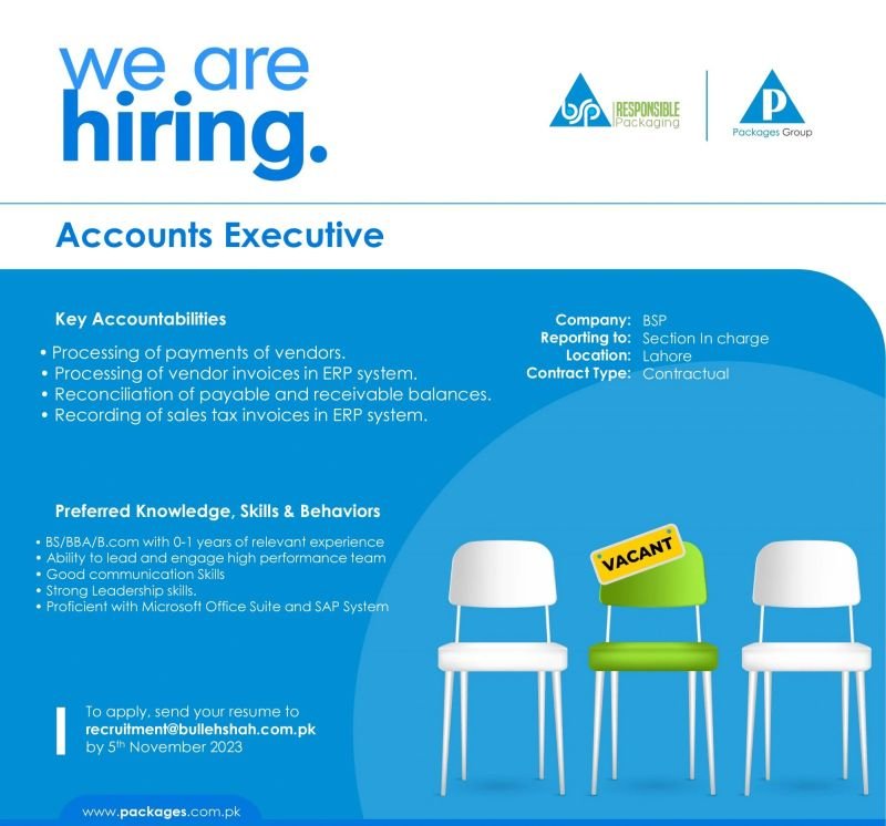 Bulleh Shah Packaging Pvt.  Ltd Accounts Job Nov-2023 Apply Now