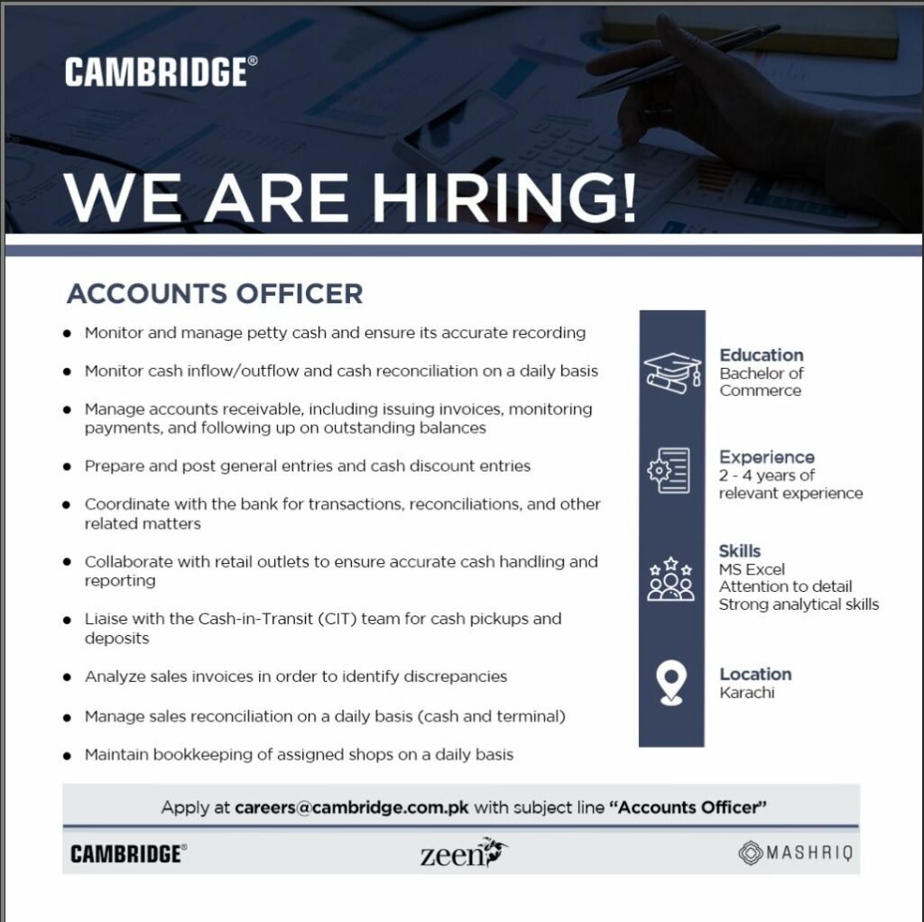 Cambridge Garments Accounts Job Nov-2023 Apply Online Now