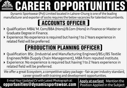 Dynamics Sportswear (Pvt) Limited Jobs Nov-2023 Apply Online Now