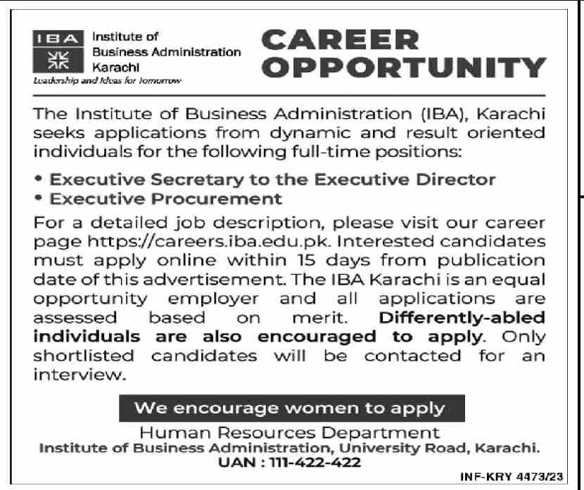 Institute of Business Administration IBA Karachi Jobs Nov 2023 Apply Online Now