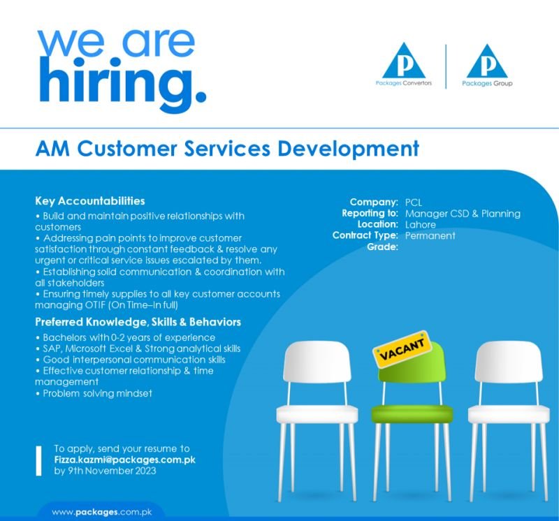 Packages Group Customer Services Development Job Nov-2023 Apply Online Now