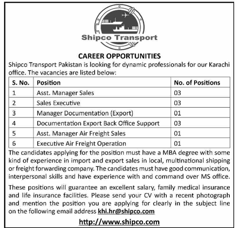 Shipco Transport Pakistan Jobs Nov-2023 Apply Now