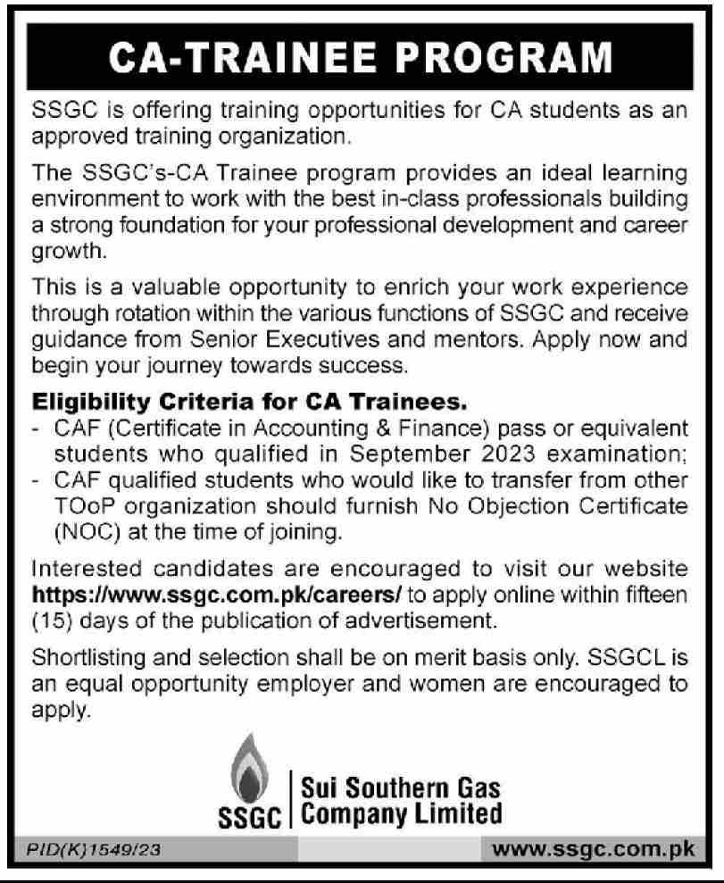 Sui Southern Gas Company Ltd Finance Jobs 2023 Apply Now