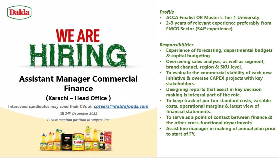 DALDA Foods Finance Job Dec-2023 Apply Now