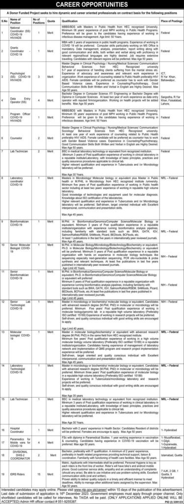 Government Donor Funded Project Jobs Dec-2023 Both Male & Female Apply Now