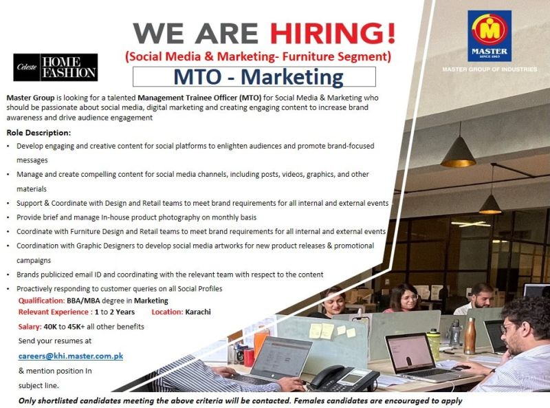 Master Group of Industries Marketing Department Job Dec-2023 for Fresh Bachelors Apply Now