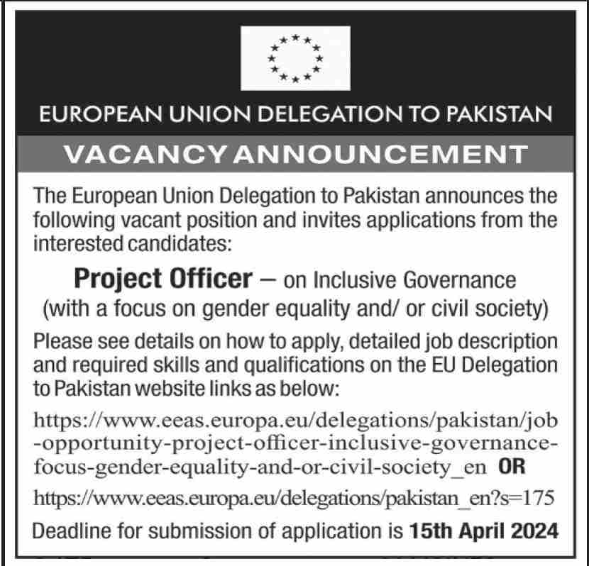 European Union Job Mar-24 Apply Now