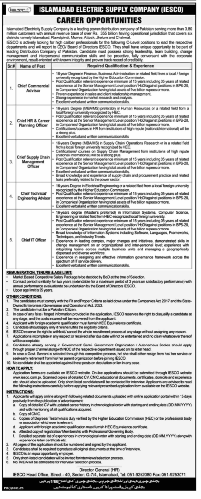 WAPDA IESCO Islamabad Electric Supply Company Jobs Apply Now