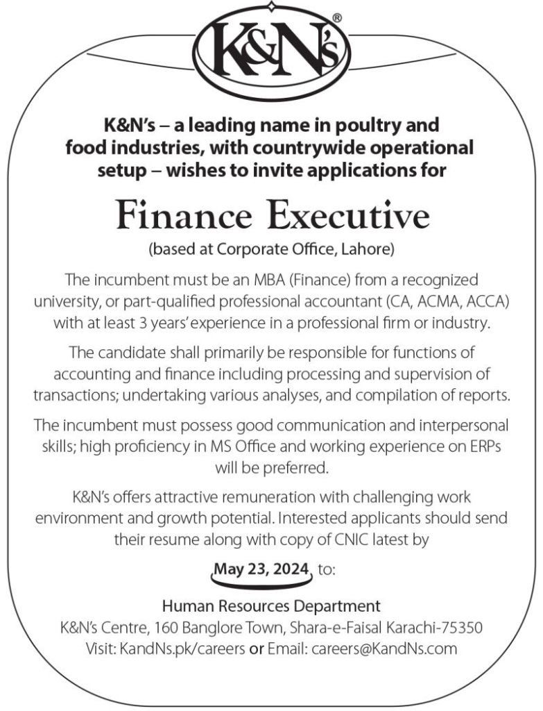 Job Opening at K&N's Pakistan Apply Now