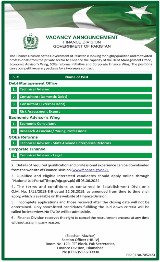 Job Advertisement: Finance Division Career Opportunities Apply Now