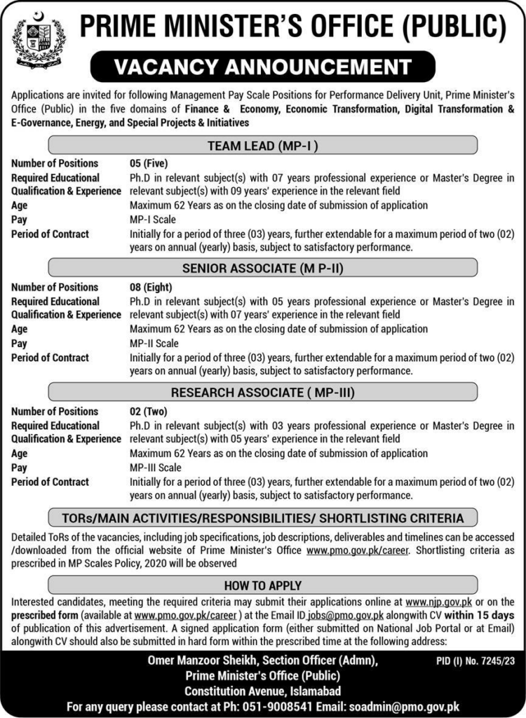 Job Openings at Prime Minister Office Apply Now