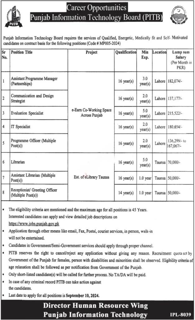 Punjab Information Technology Board (PITB) Jobs Multiple Positions Apply Now