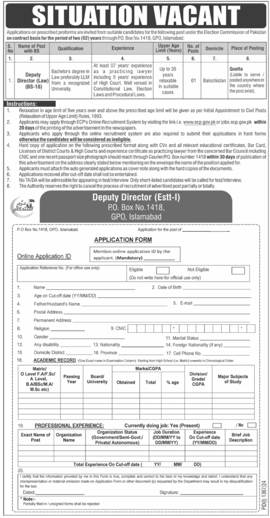 Election Commission of Pakistan Jobs Apply Now