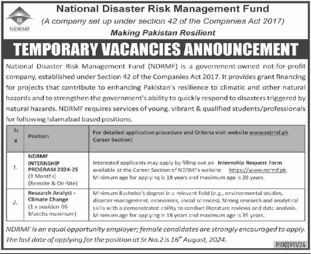 National Disaster Risk Management Funds Jobs Opportunities Apply Now