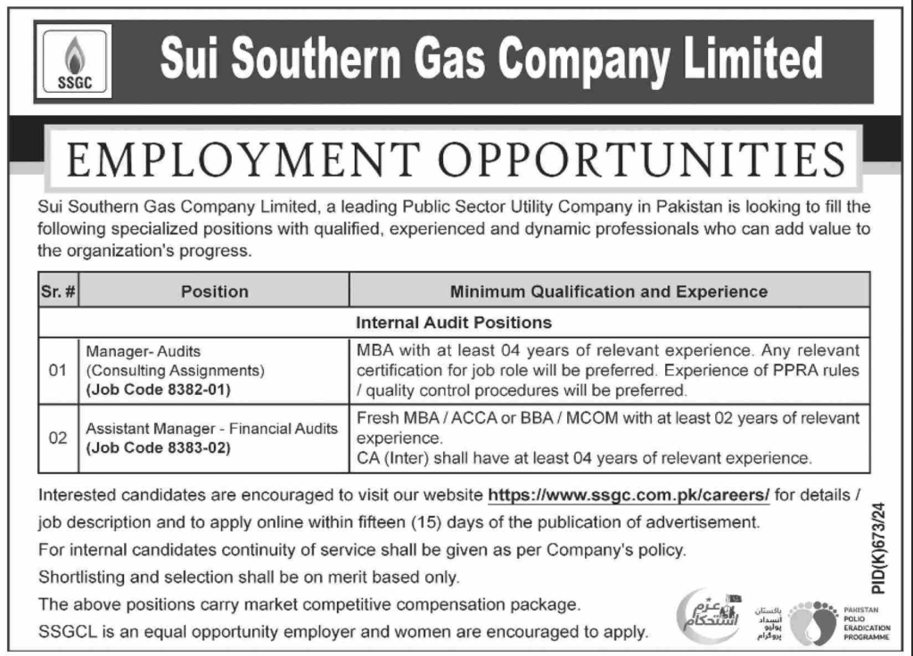 Employment Opportunities at Sui Southern Gas Company Limited Apply Now