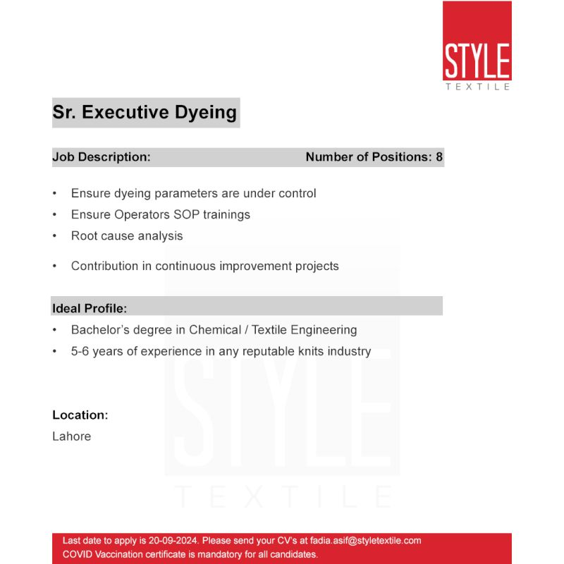 Multiple Jobs Opening at Style Textile Apply Online Now